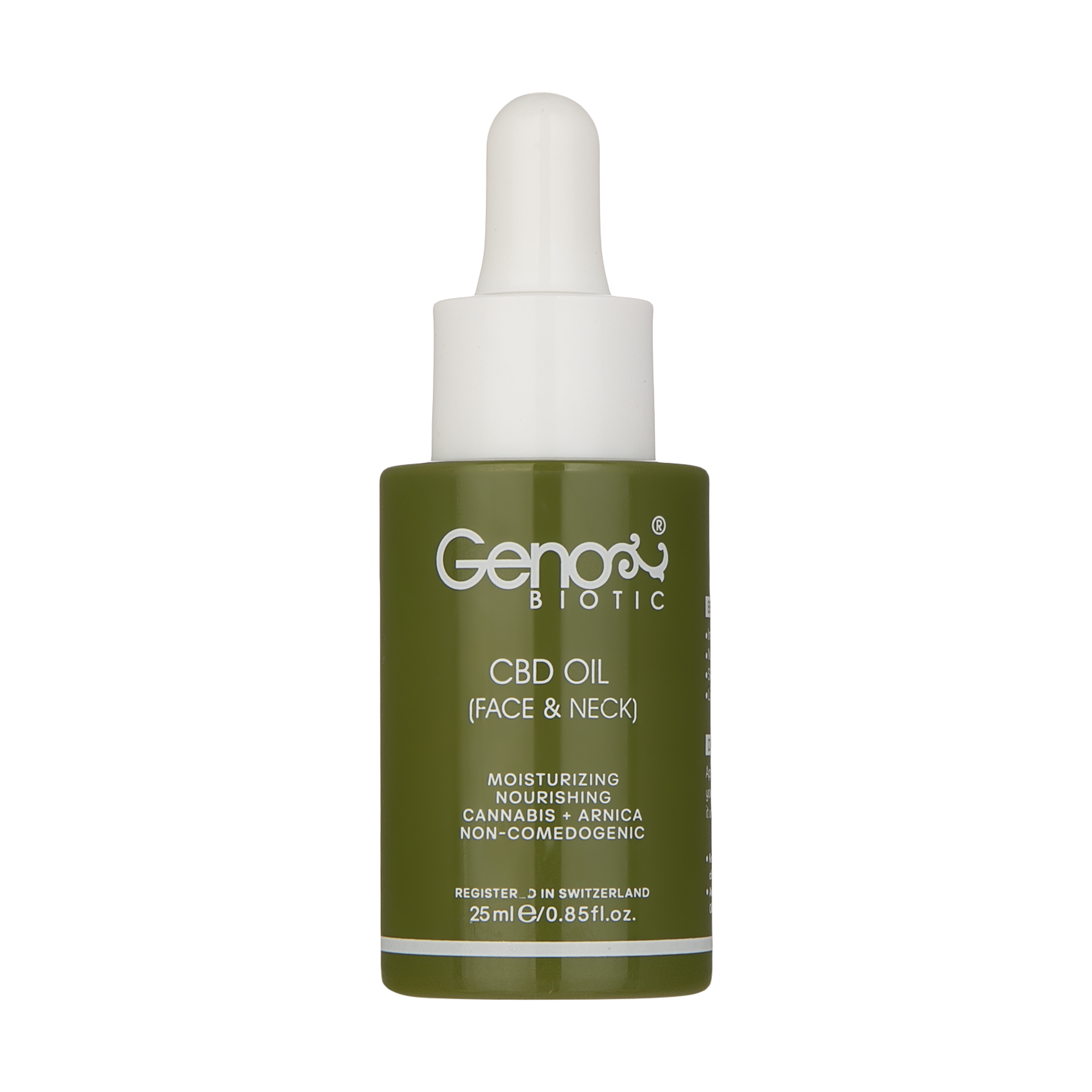 روغن رطوبت رسان صورت و گردن ژنوبایوتیک مدل CBD حجم 25 میلی لیتر
