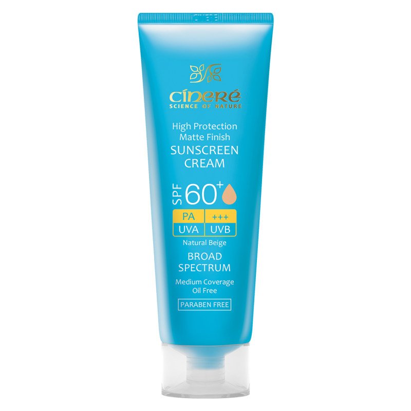 کرم ضد آفتاب رنگی مات سینره فاقد چربی +SPF60 بژ طبیعی50 میلی لیتر