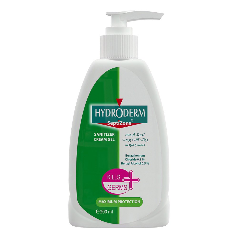 کرم ژل مرطوب‌کننده و ضدعفونی کننده آنتی سپتیک دست و صورت هیدرودرم حجم 200 میلی لیتر