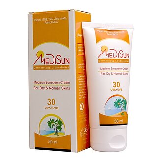 کرم ضد آفتاب بی رنگ پوست خشک و معمولی SPF30 مدیسان
