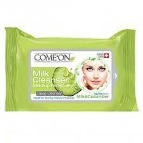 دستمال مرطوب پاک کننده آرایش شیر و خیار کامان جیبی