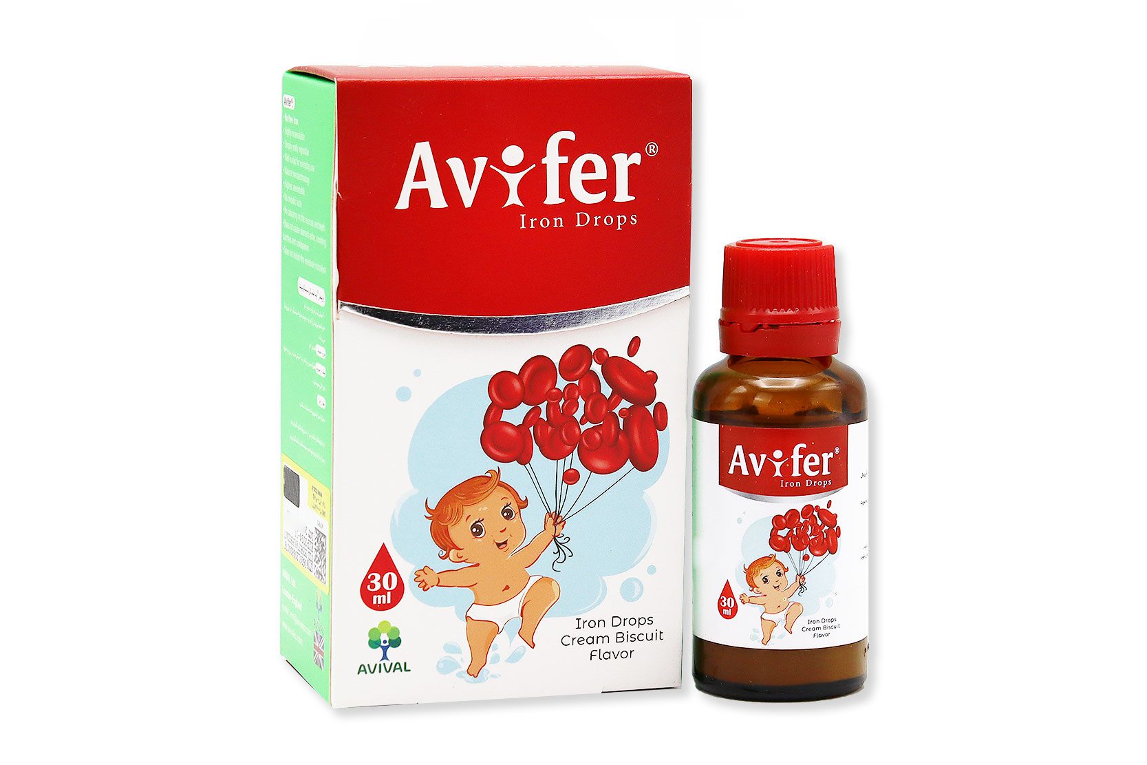 قطره آویفر با طعم کرم و بیسکوییت آویوال 30 میلی لیتر