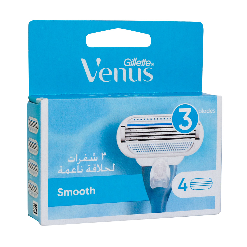 تیغ یدک ژیلت ونوس 3لبه 4عددی مدل اسموت