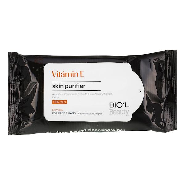 دستمال مرطوب پاک کننده دست و صورت آقایان حاوی ویتامین E بیول بسته ۱۰ عددی