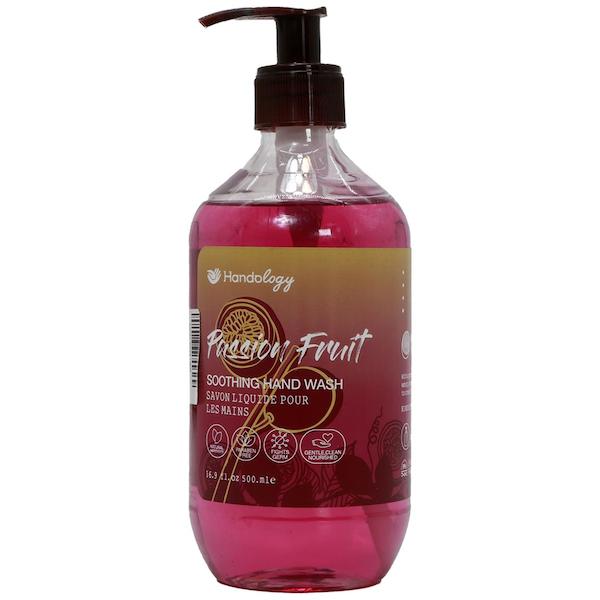 مایع دستشویی آنتی باکتریال شفاف با رایحه پشن فروت 500 میل هندولوژی