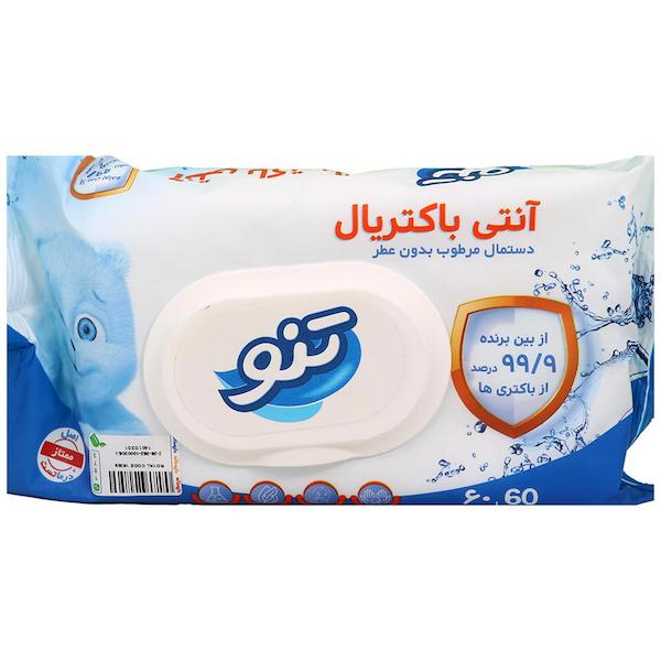 دستمال مرطوب پاک کننده آنتی باکتریال تنو 60 عددی