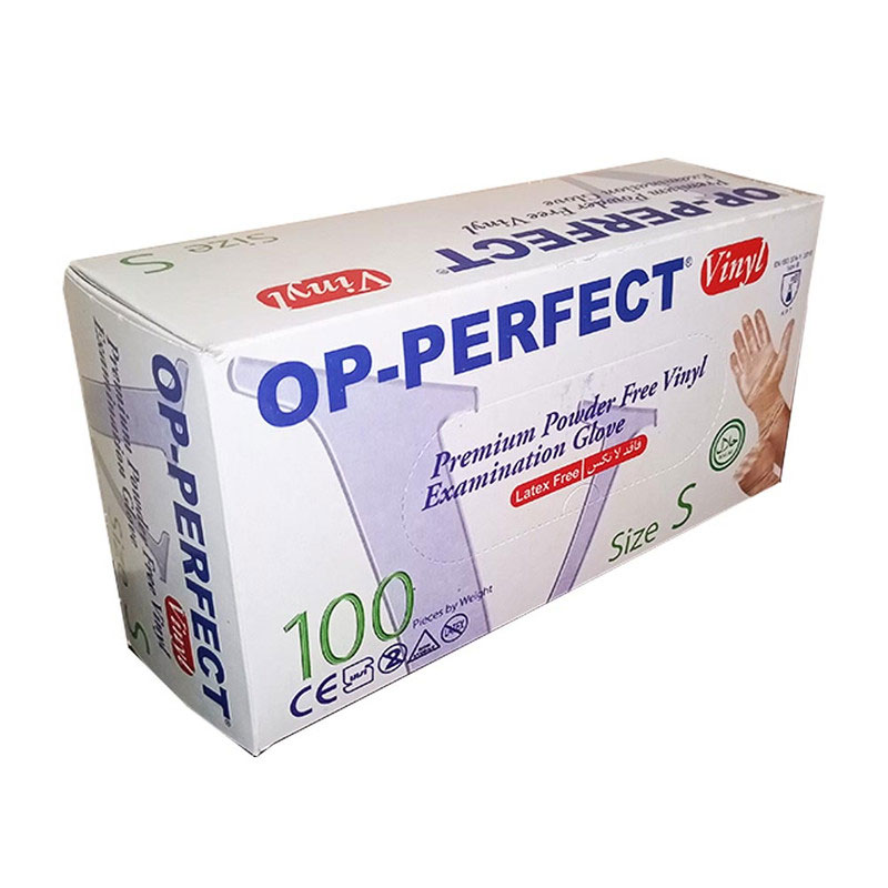 دستکش معاینه بدون پودر وینیل سایز اسمال 100 عددی حریر اپی پرفکت