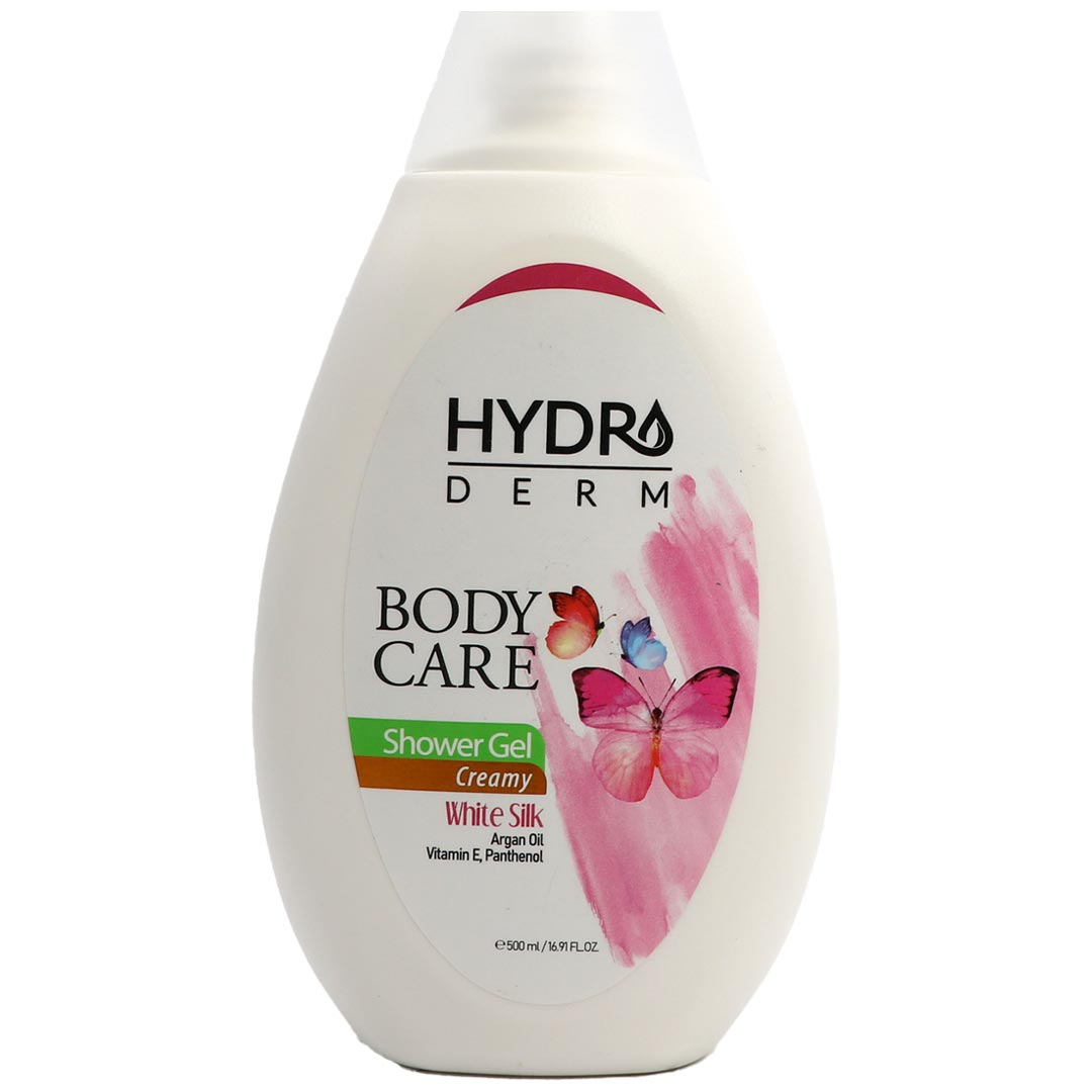 شامپو بدن کرم دار با رایحه ابریشم سفید حاوی روغن آرگان, ویتامین ای و پانتنول 500 گرم هیدرودرم