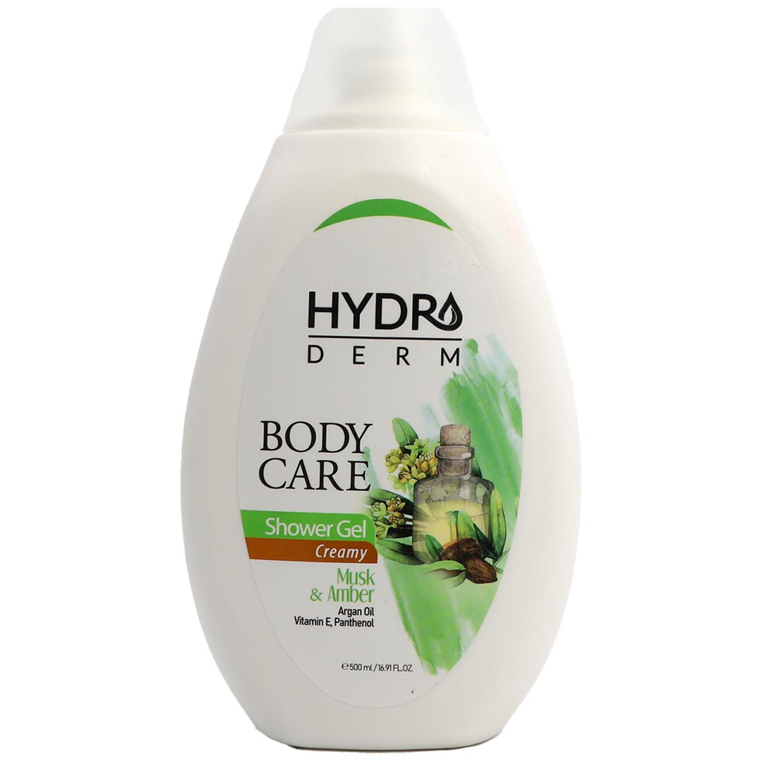 شامپو بدن کرم دار مشک و عنبر حاوی روغن آرگان, ویتامین ای و پانتنول 500 میل هیدرودرم