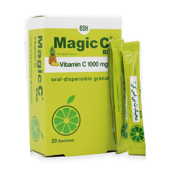 ویتامین ث 1000 ساشه مجیک با طعم آناناس 20 عددی بی اس کی