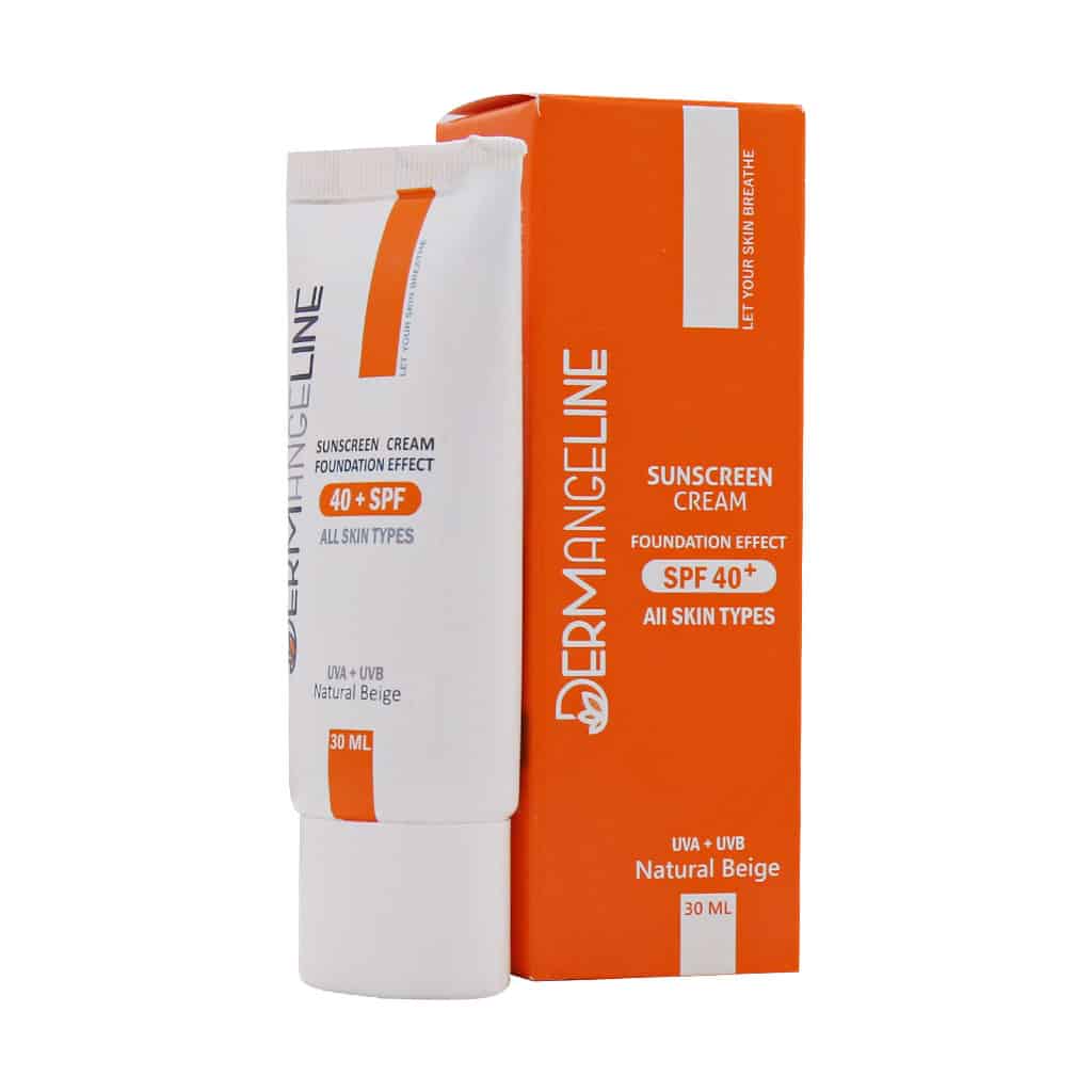 ضد آفتاب کرم پودری SPF40 درم انجلین مناسب انواع پوست 30 میلی لیتر