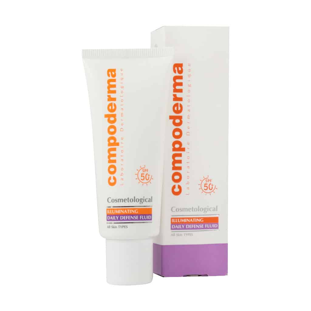 کرم ضد آفتاب روشن کننده SPF50 کامپودرما مناسب انواع پوست